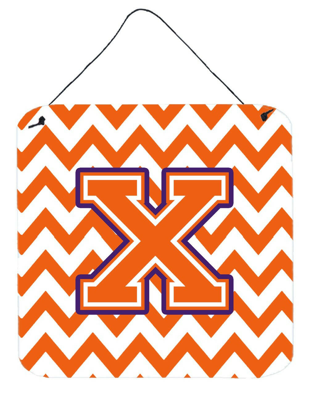 Letter X Chevron Orange and Regalia Wall or Door Hanging Prints CJ1062-XDS66 by Caroline's Treasures