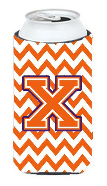 Letter X Chevron Orange and Regalia Tall Boy Beverage Insulator Hugger CJ1062-XTBC by Caroline's Treasures