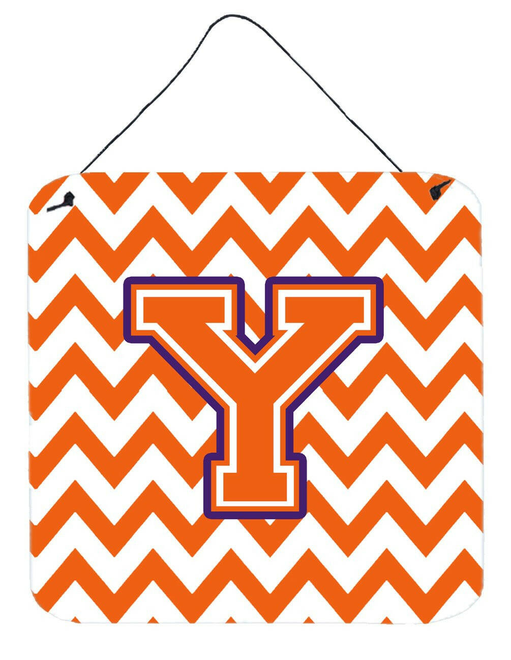 Letter Y Chevron Orange and Regalia Wall or Door Hanging Prints CJ1062-YDS66 by Caroline's Treasures