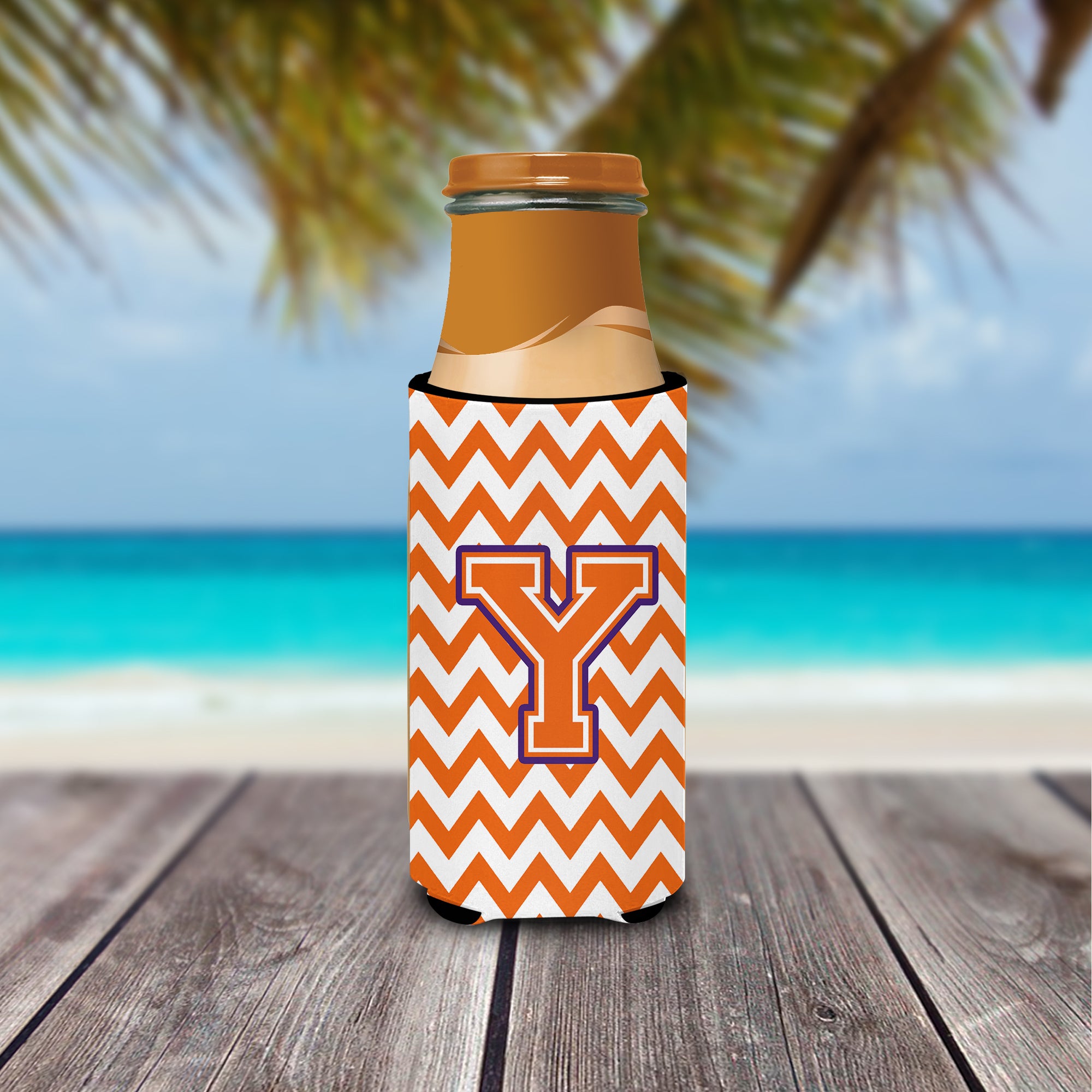 Letter Y Chevron Orange and Regalia Ultra Beverage Insulators for slim cans CJ1062-YMUK.