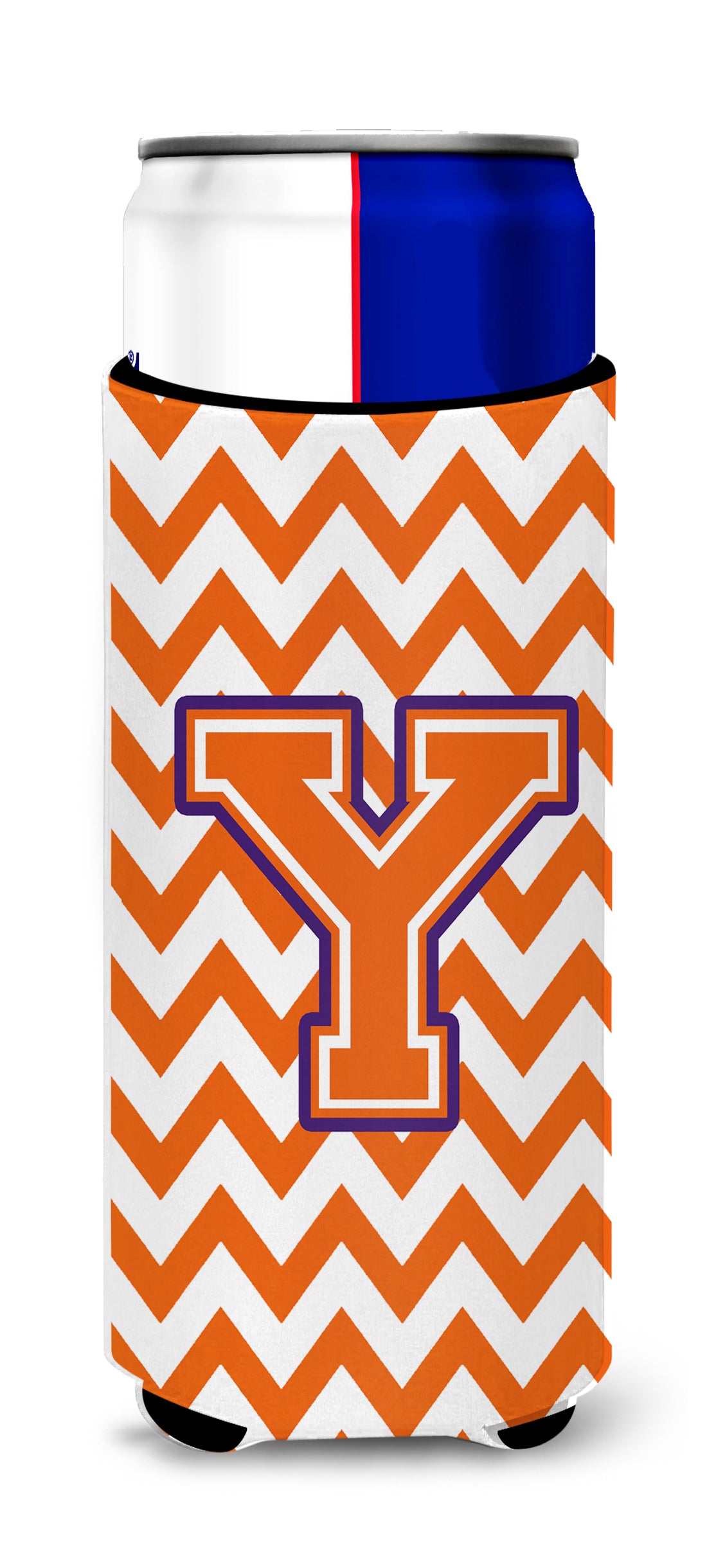 Letter Y Chevron Orange and Regalia Ultra Beverage Insulators for slim cans CJ1062-YMUK.