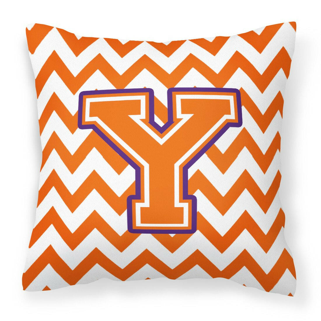 Letter Y Chevron Orange and Regalia Fabric Decorative Pillow CJ1062-YPW1414 by Caroline's Treasures