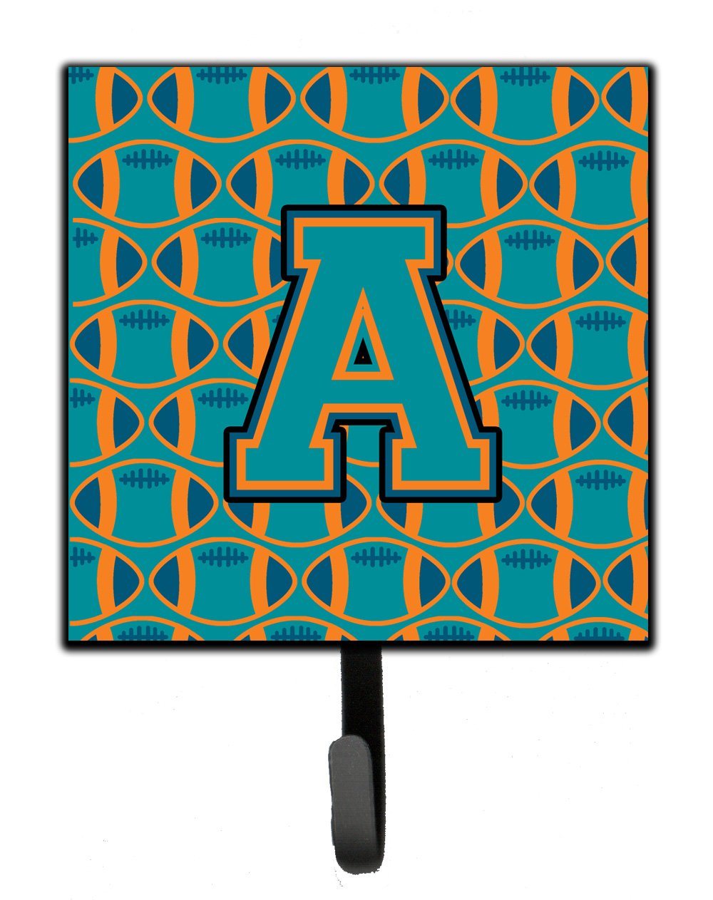 Letter A Football Aqua, Orange and Marine Blue Leash or Key Holder CJ1063-ASH4 by Caroline&#39;s Treasures