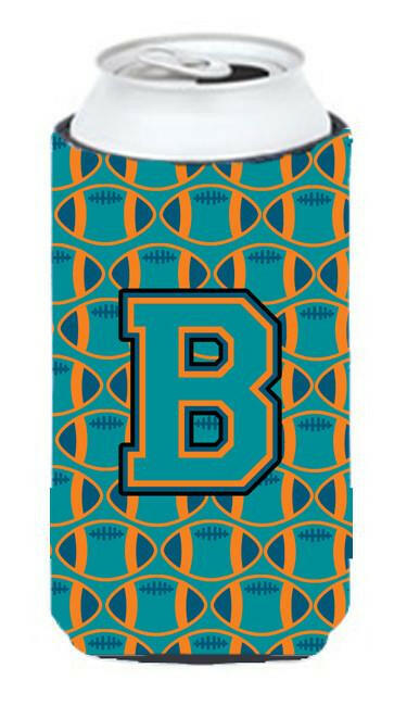 Letter B Football Aqua, Orange and Marine Blue Tall Boy Beverage Insulator Hugger CJ1063-BTBC by Caroline's Treasures