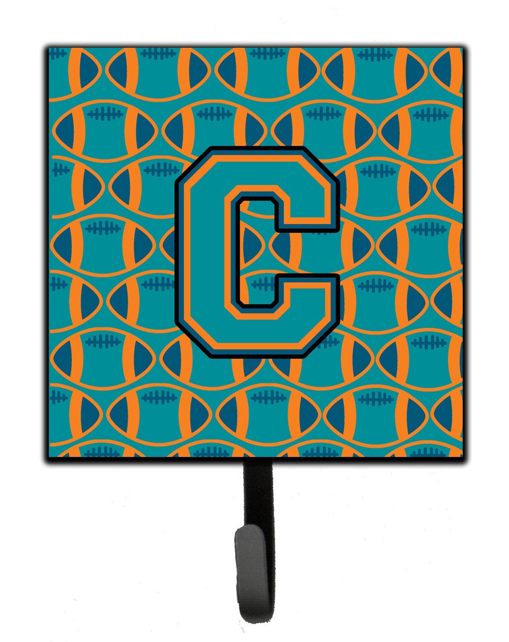 Letter C Football Aqua, Orange and Marine Blue Leash or Key Holder CJ1063-CSH4 by Caroline's Treasures