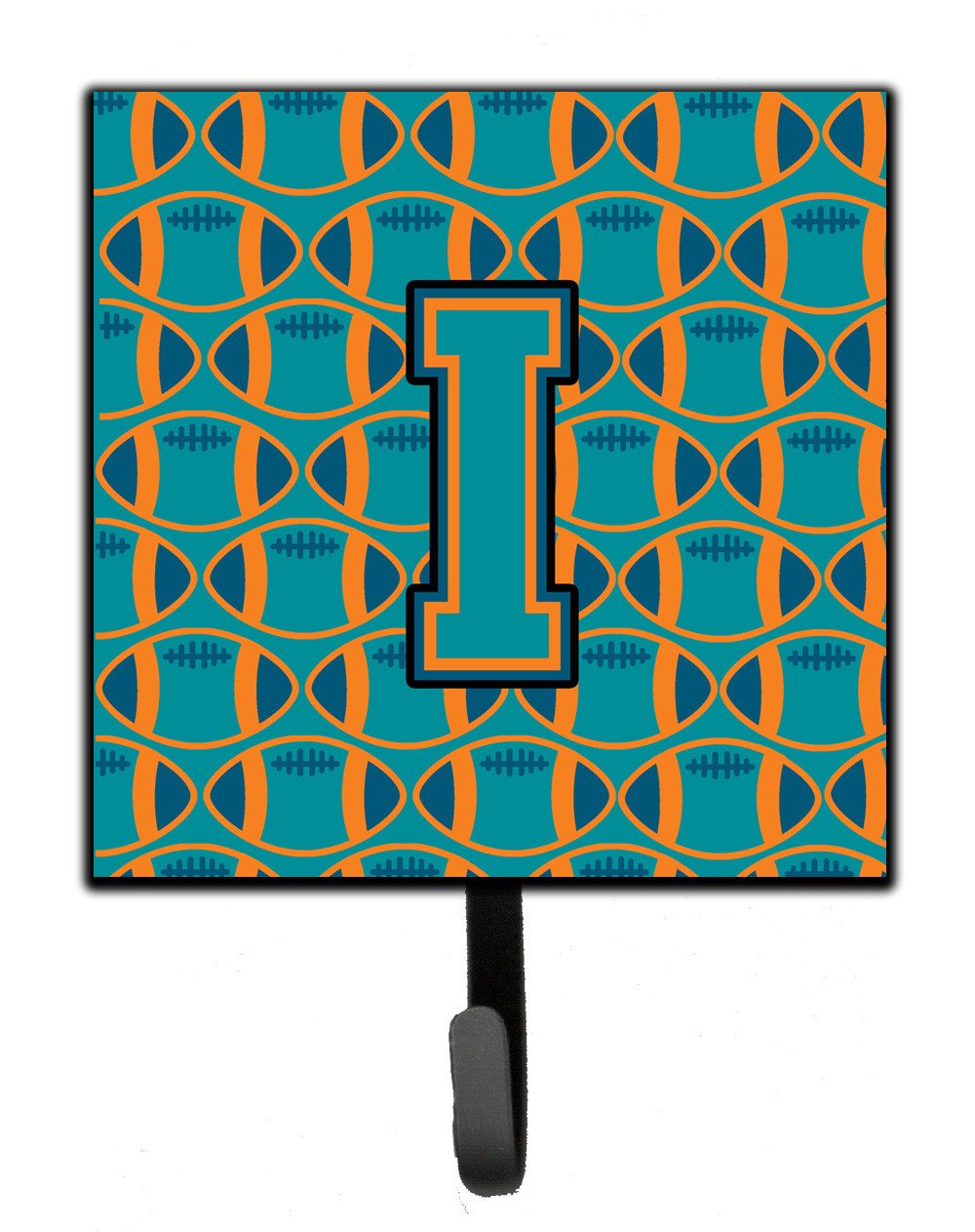 Letter I Football Aqua, Orange and Marine Blue Leash or Key Holder CJ1063-ISH4 by Caroline&#39;s Treasures