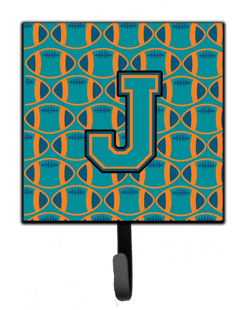 Letter J Football Aqua, Orange and Marine Blue Leash or Key Holder CJ1063-JSH4 by Caroline's Treasures