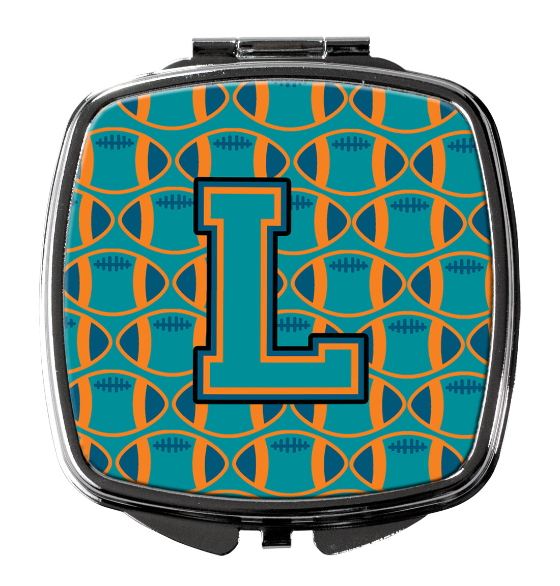 Letter L Football Aqua, Orange and Marine Blue Compact Mirror CJ1063-LSCM  the-store.com.