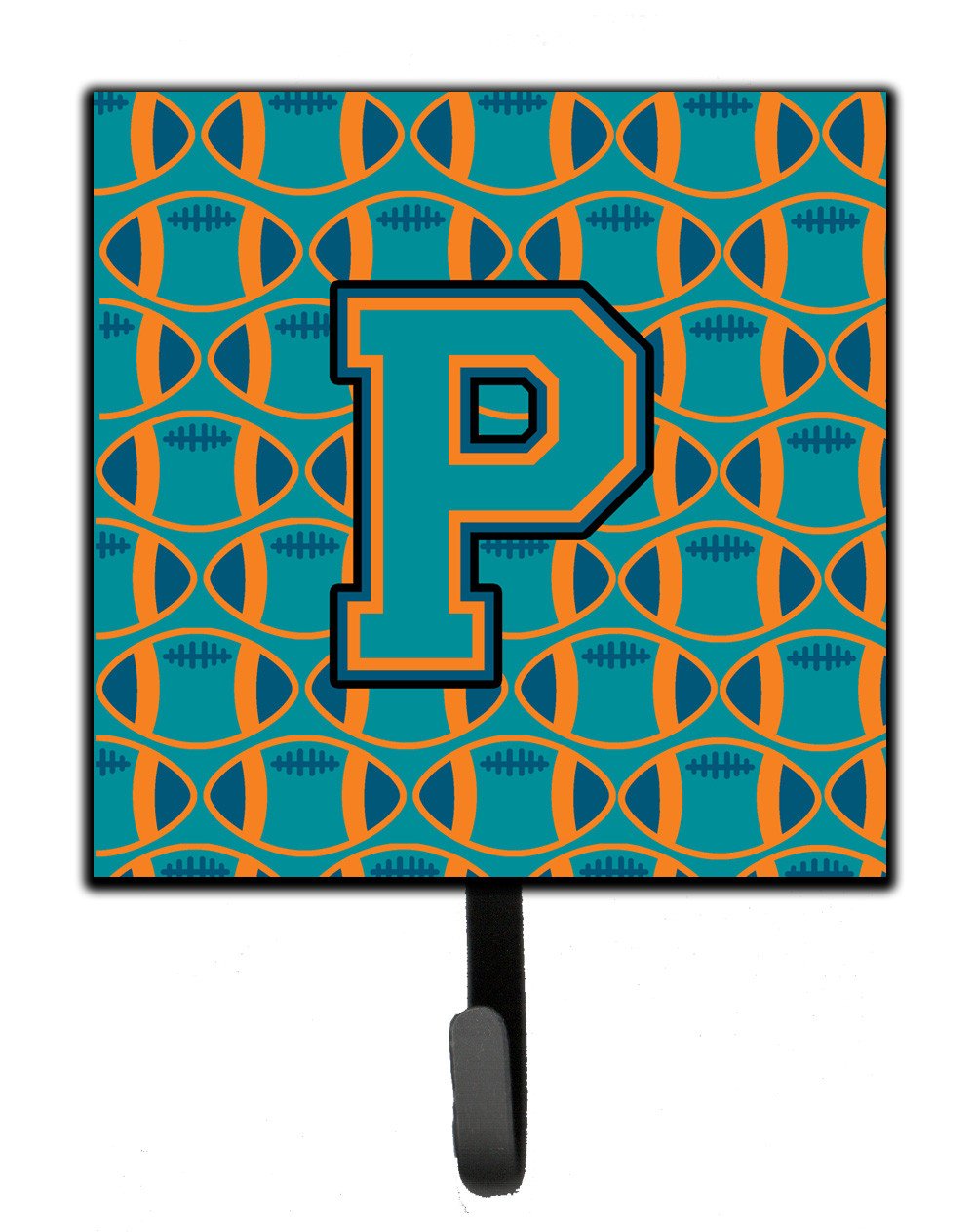 Letter P Football Aqua, Orange and Marine Blue Leash or Key Holder CJ1063-PSH4 by Caroline's Treasures