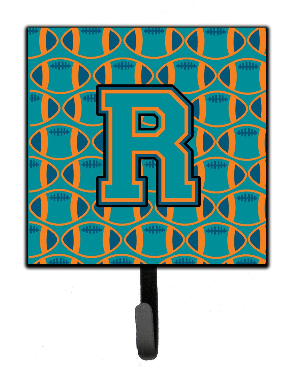 Letter R Football Aqua, Orange and Marine Blue Leash or Key Holder CJ1063-RSH4 by Caroline's Treasures