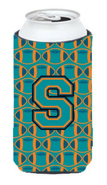 Letter S Football Aqua, Orange and Marine Blue Tall Boy Beverage Insulator Hugger CJ1063-STBC by Caroline's Treasures