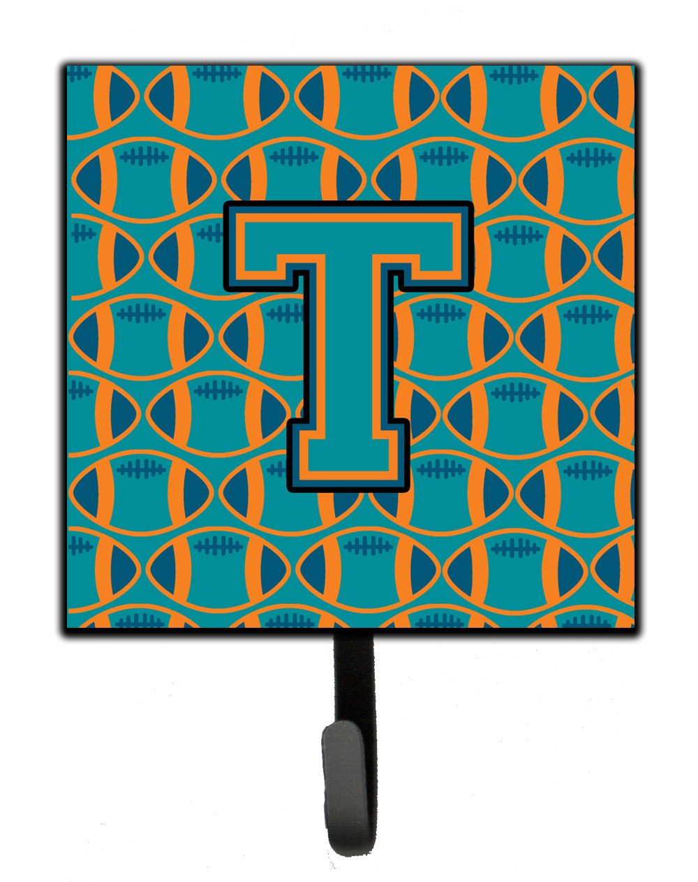 Letter T Football Aqua, Orange and Marine Blue Leash or Key Holder CJ1063-TSH4 by Caroline's Treasures