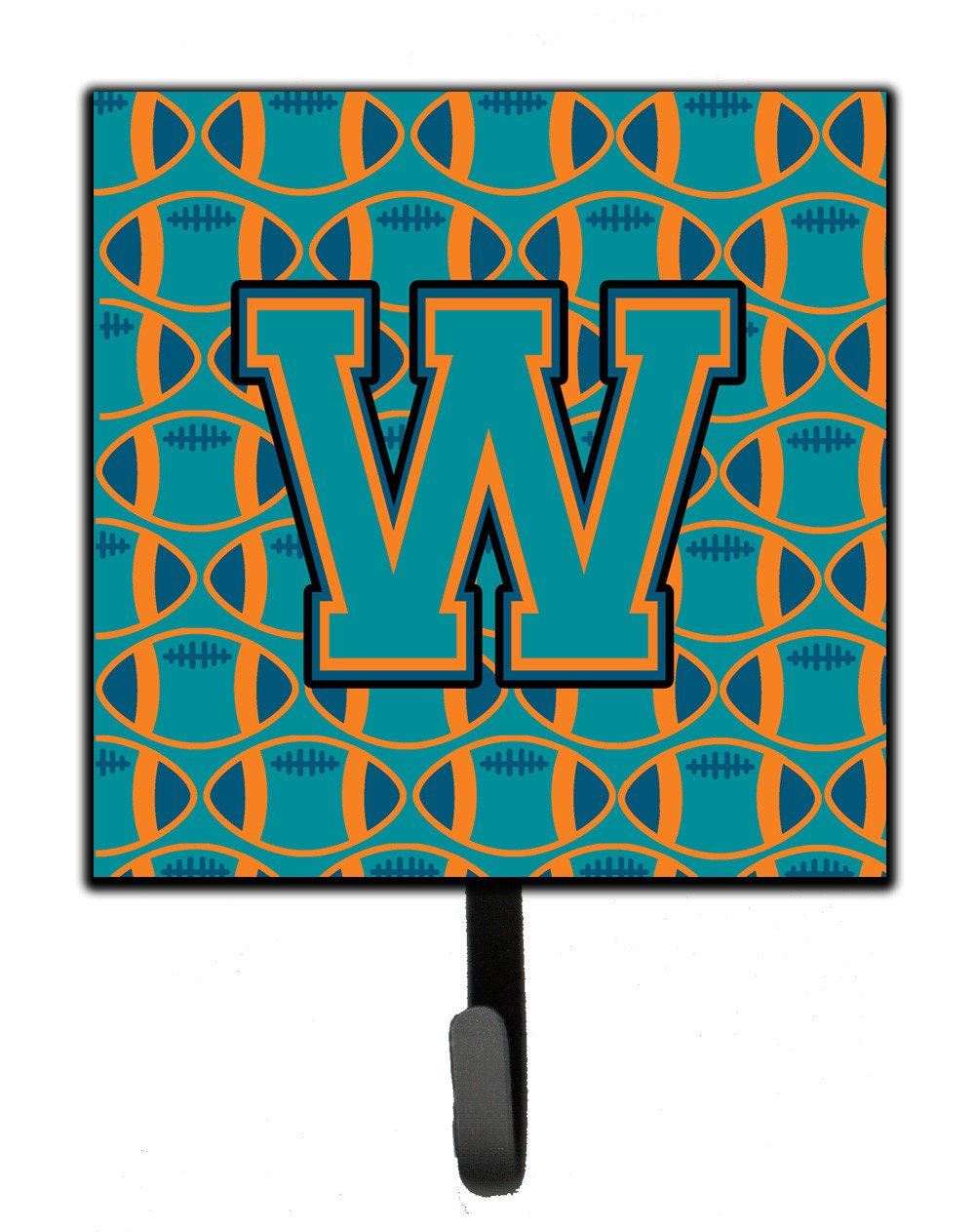 Letter W Football Aqua, Orange and Marine Blue Leash or Key Holder CJ1063-WSH4 by Caroline&#39;s Treasures