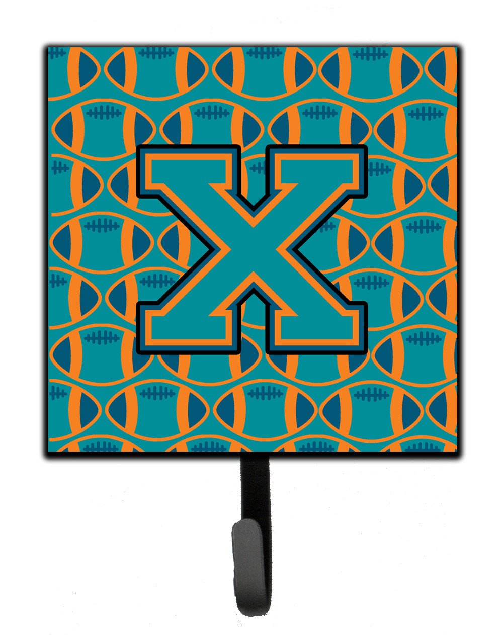 Letter X Football Aqua, Orange and Marine Blue Leash or Key Holder CJ1063-XSH4 by Caroline's Treasures