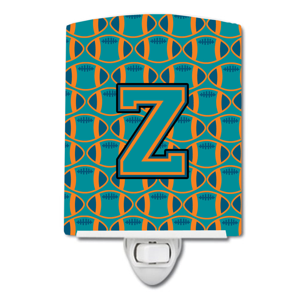 Letter Z Football Aqua, Orange and Marine Blue Ceramic Night Light CJ1063-ZCNL - the-store.com