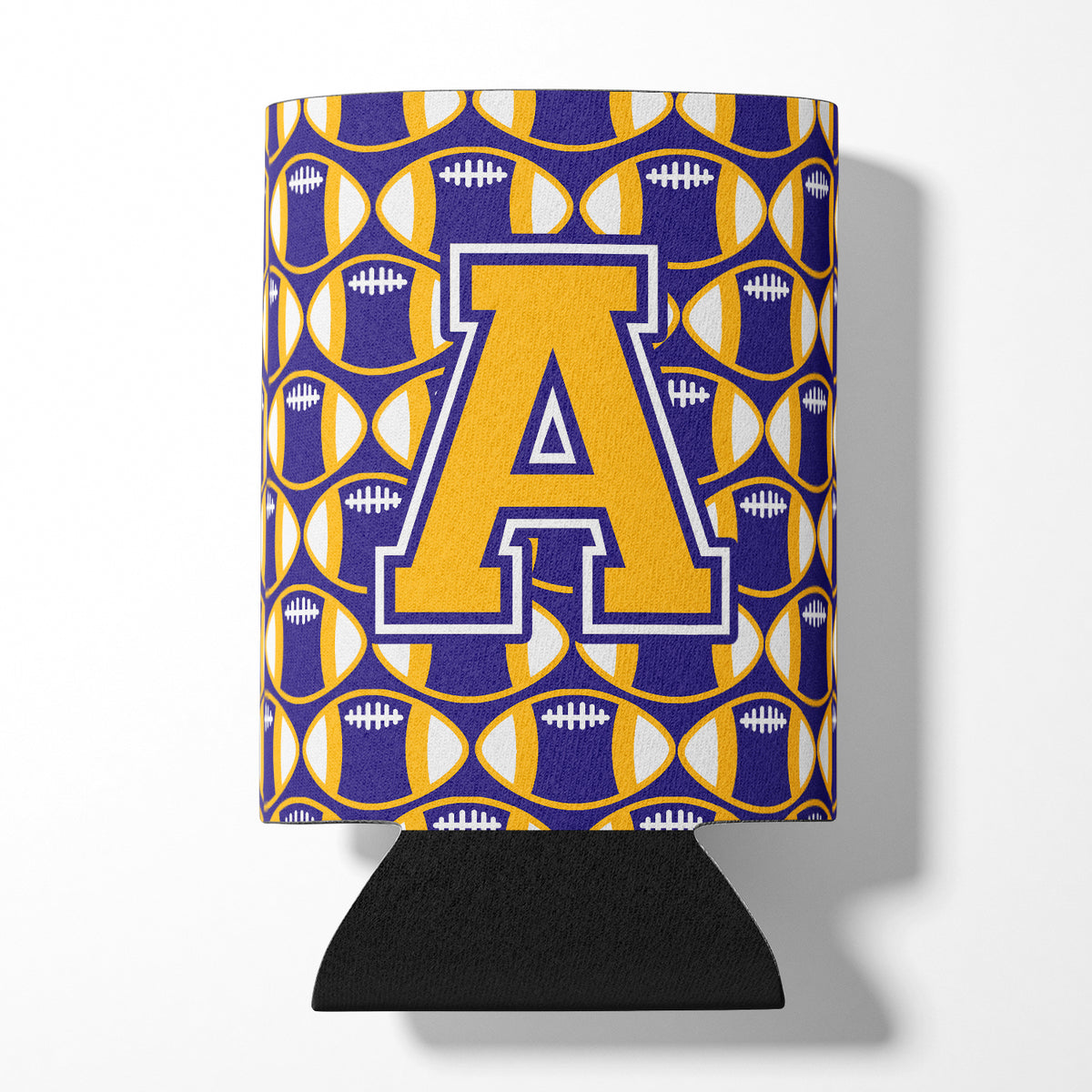 Letter A Football Purple and Gold Can or Bottle Hugger CJ1064-ACC.