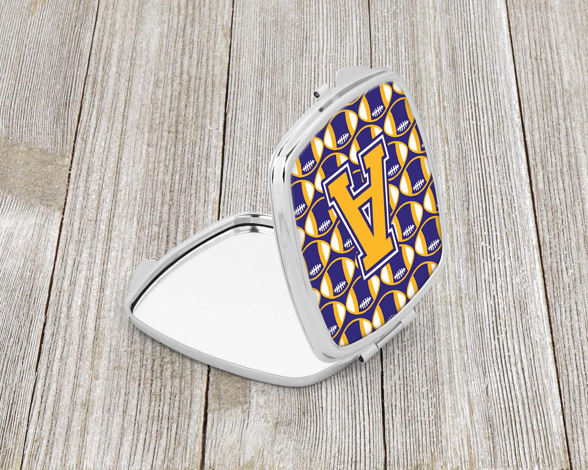 Letter A Football Purple and Gold Compact Mirror CJ1064-ASCM  the-store.com.