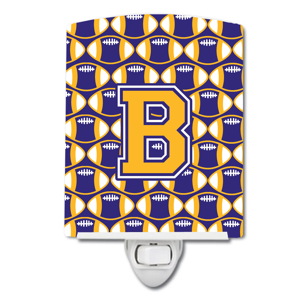 Letter B Football Purple and Gold Ceramic Night Light CJ1064-BCNL - the-store.com