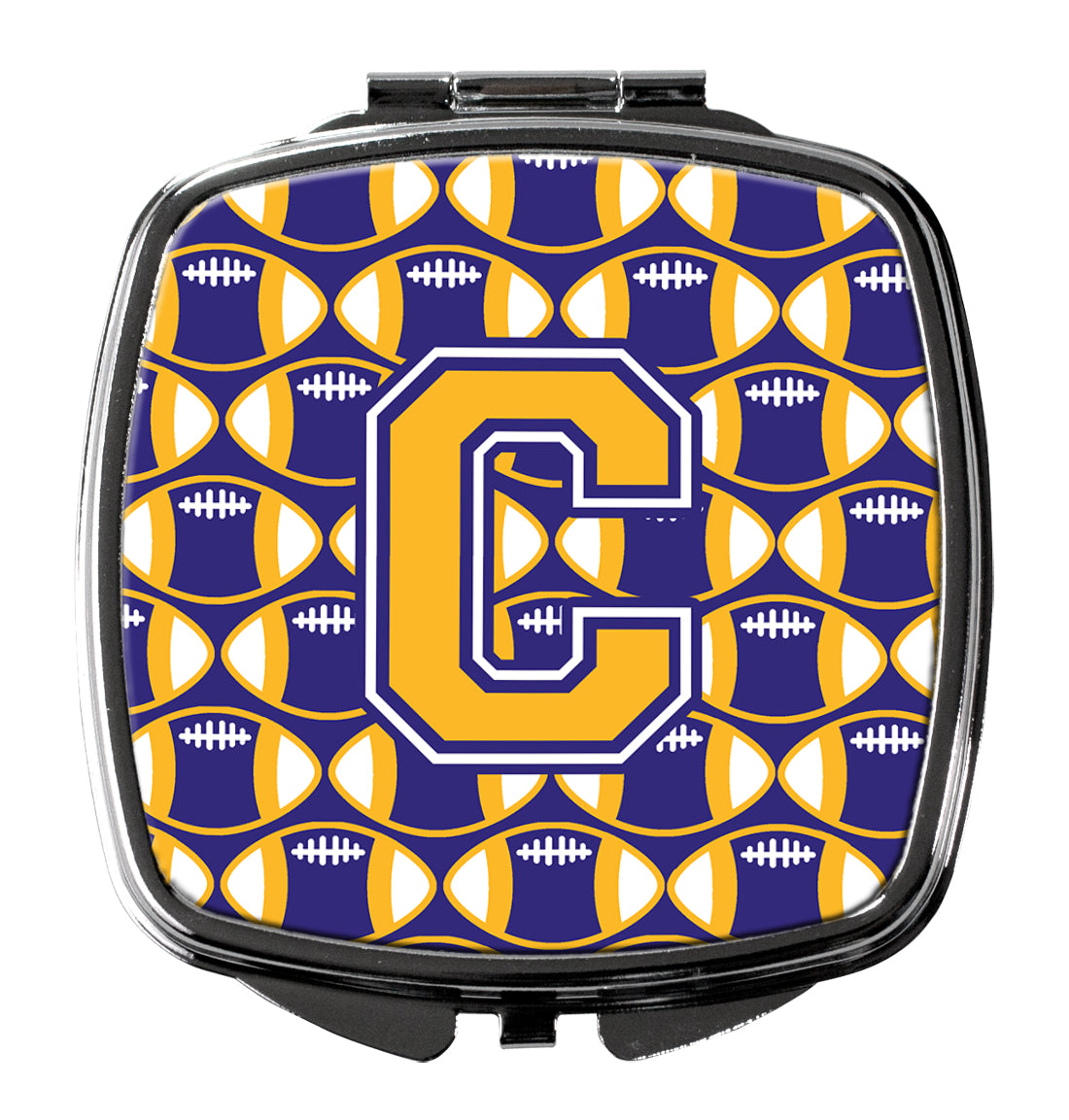 Letter C Football Purple and Gold Compact Mirror CJ1064-CSCM  the-store.com.