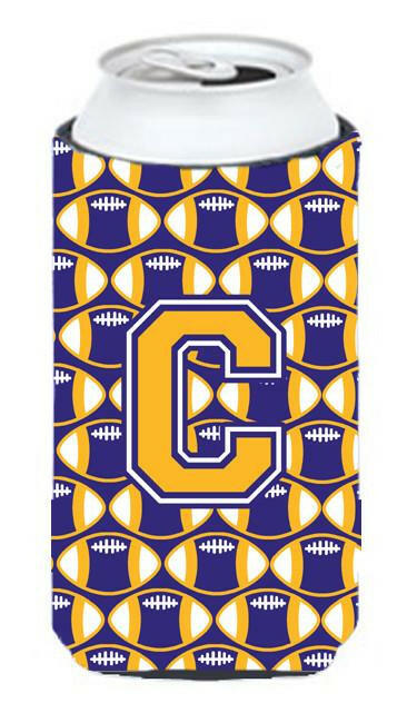 Letter C Football Purple and Gold Tall Boy Beverage Insulator Hugger CJ1064-CTBC by Caroline's Treasures