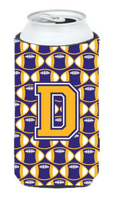 Letter D Football Purple and Gold Tall Boy Beverage Insulator Hugger CJ1064-DTBC by Caroline's Treasures