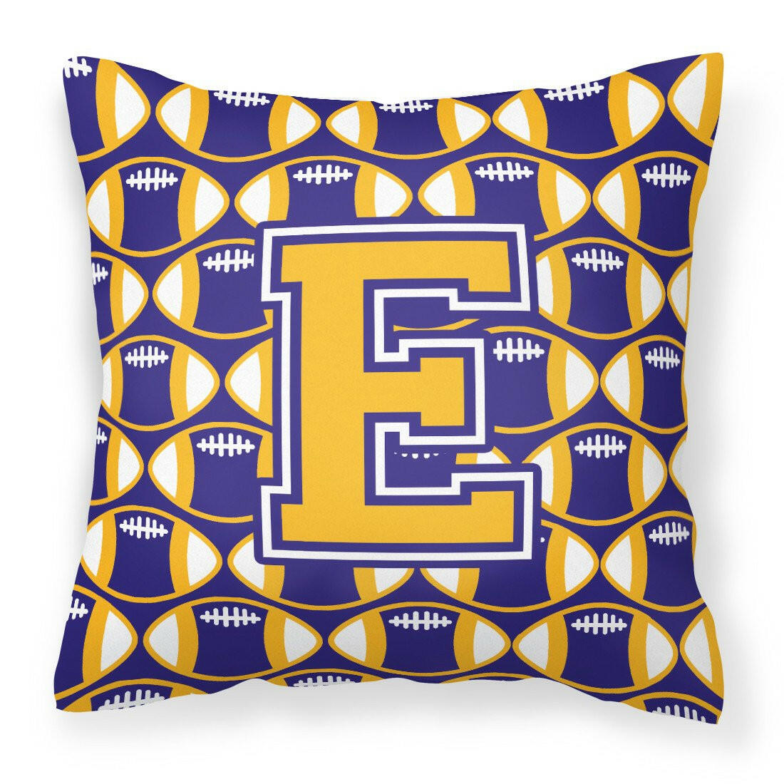 Letter E Football Purple and Gold Fabric Decorative Pillow CJ1064-EPW1414 by Caroline's Treasures