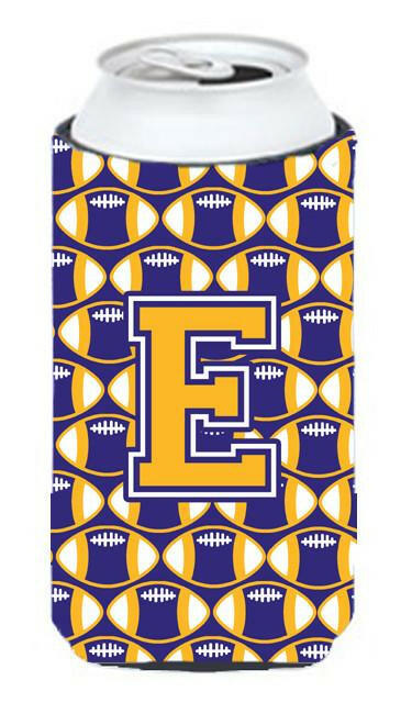 Letter E Football Purple and Gold Tall Boy Beverage Insulator Hugger CJ1064-ETBC by Caroline's Treasures