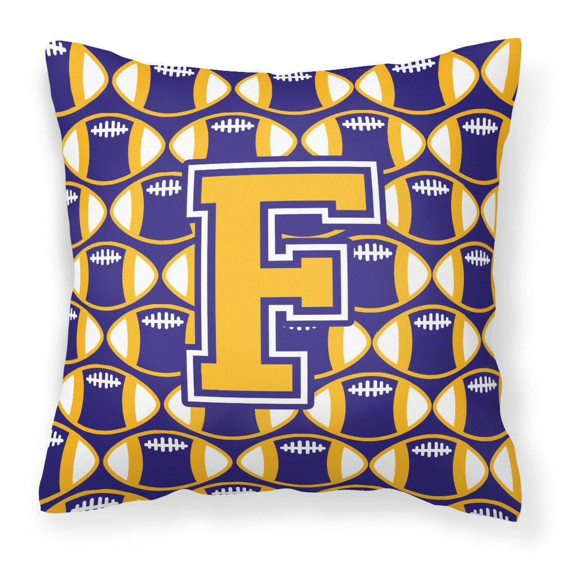 Letter F Football Purple and Gold Fabric Decorative Pillow CJ1064-FPW1414 by Caroline's Treasures