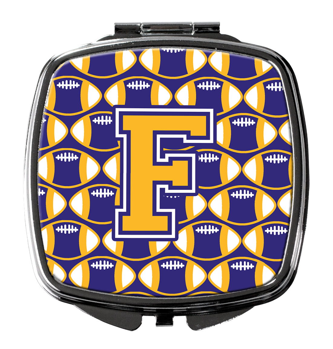 Letter F Football Purple and Gold Compact Mirror CJ1064-FSCM  the-store.com.