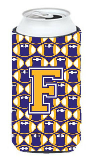 Letter F Football Purple and Gold Tall Boy Beverage Insulator Hugger CJ1064-FTBC by Caroline's Treasures