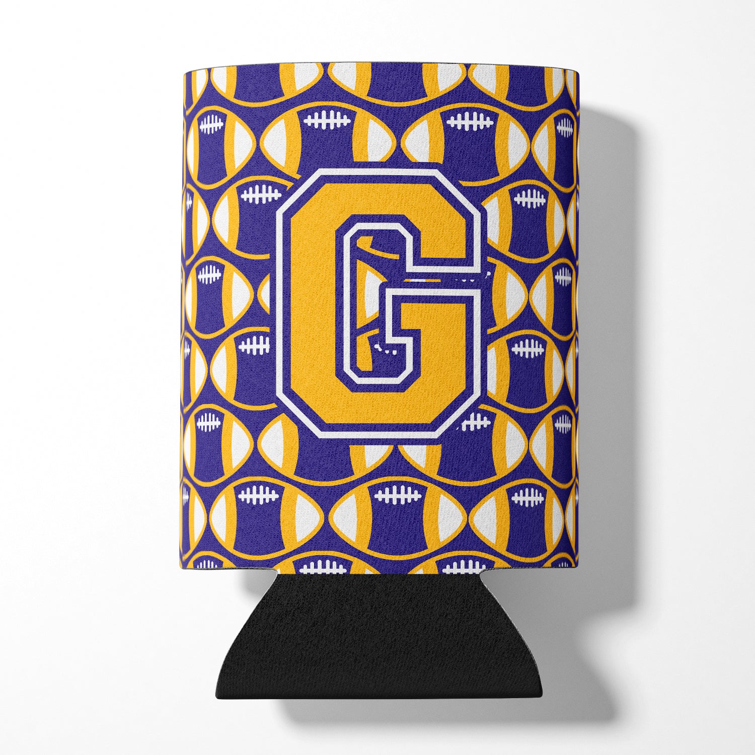 Letter G Football Purple and Gold Can or Bottle Hugger CJ1064-GCC.