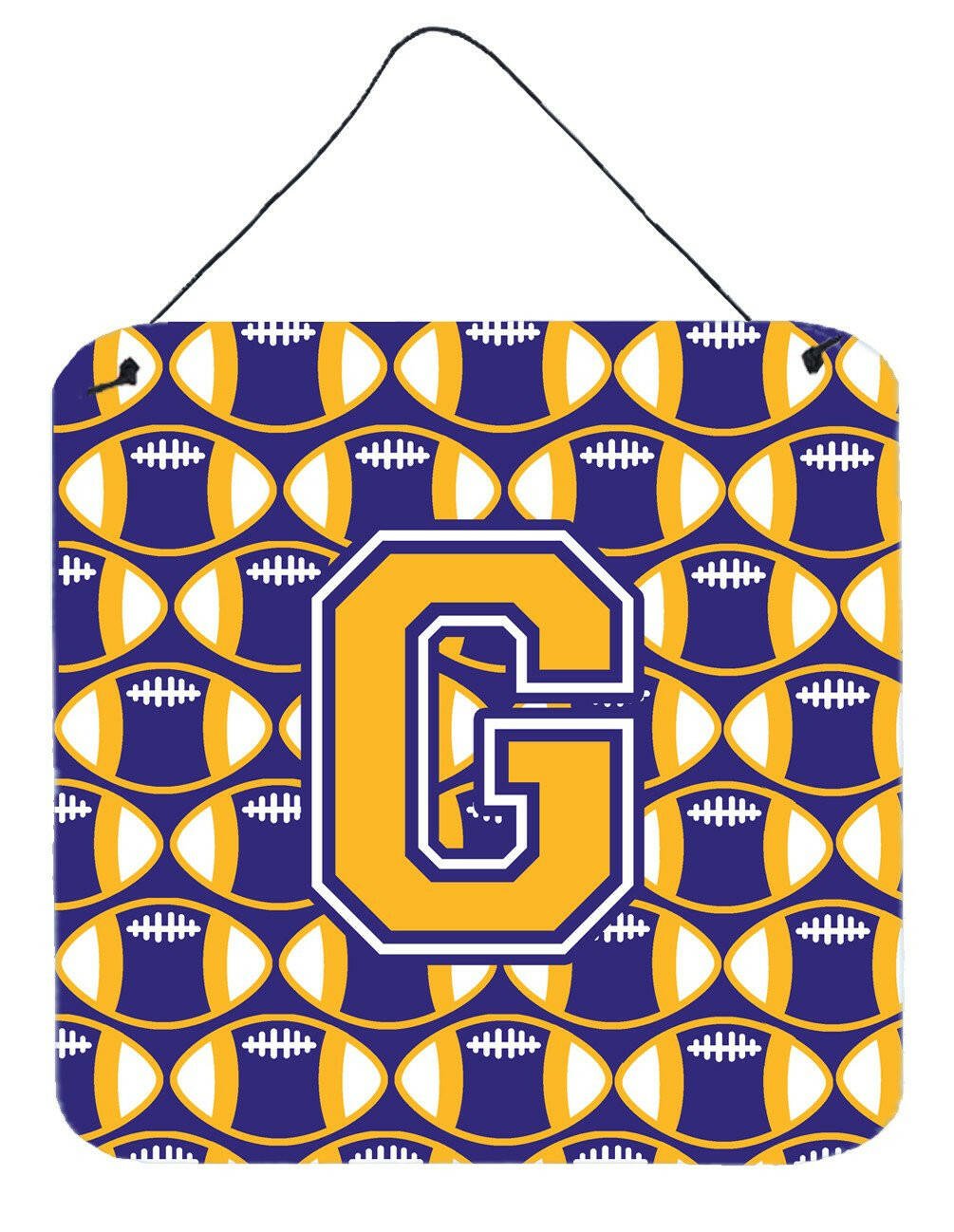 Letter G Football Purple and Gold Wall or Door Hanging Prints CJ1064-GDS66 by Caroline's Treasures