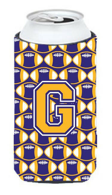 Letter G Football Purple and Gold Tall Boy Beverage Insulator Hugger CJ1064-GTBC by Caroline&#39;s Treasures