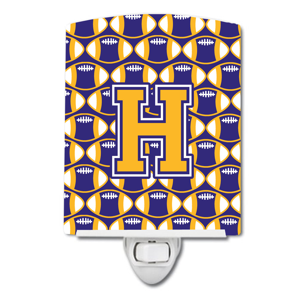 Letter H Football Purple and Gold Ceramic Night Light CJ1064-HCNL - the-store.com