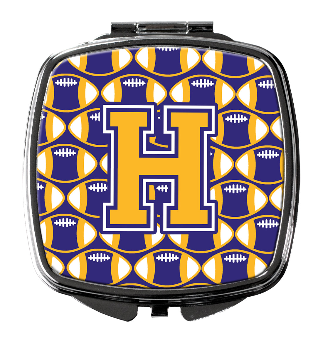 Letter H Football Purple and Gold Compact Mirror CJ1064-HSCM  the-store.com.