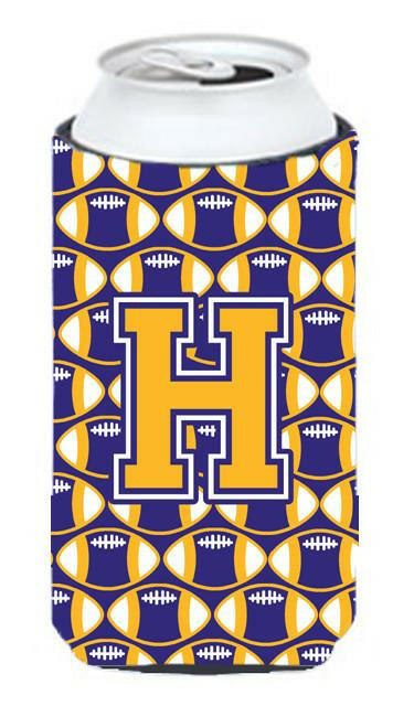 Letter H Football Purple and Gold Tall Boy Beverage Insulator Hugger CJ1064-HTBC by Caroline's Treasures