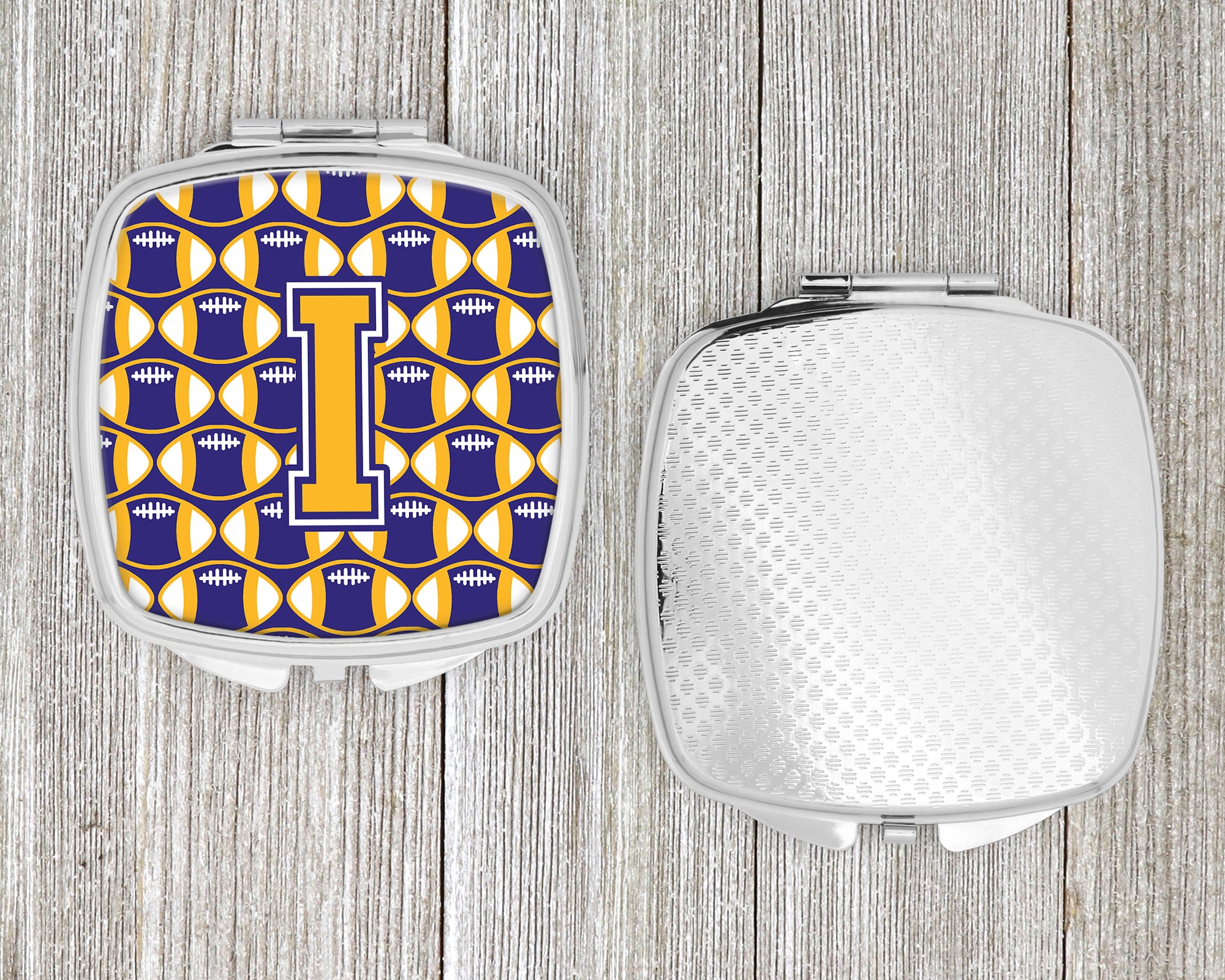 Letter I Football Purple and Gold Compact Mirror CJ1064-ISCM  the-store.com.