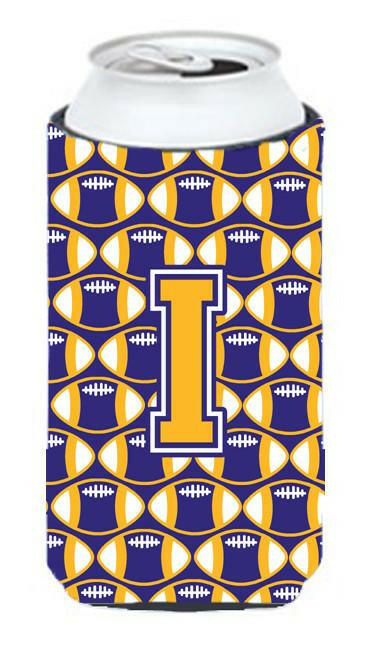 Letter I Football Purple and Gold Tall Boy Beverage Insulator Hugger CJ1064-ITBC by Caroline's Treasures