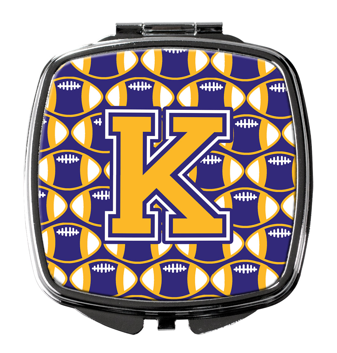 Letter K Football Purple and Gold Compact Mirror CJ1064-KSCM  the-store.com.