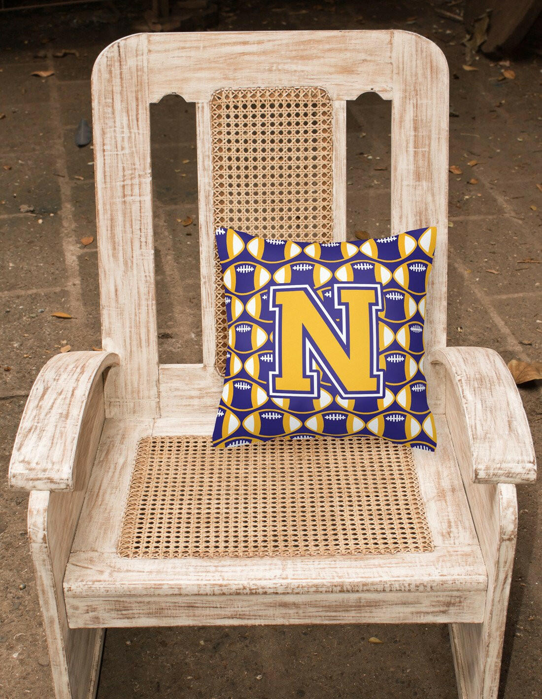 Letter N Football Purple and Gold Fabric Decorative Pillow CJ1064-NPW1414 by Caroline's Treasures