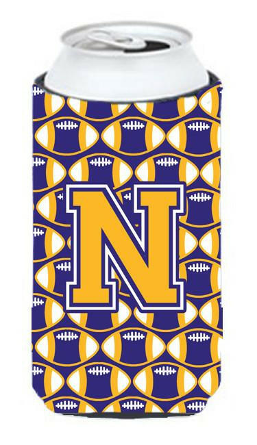 Letter N Football Purple and Gold Tall Boy Beverage Insulator Hugger CJ1064-NTBC by Caroline&#39;s Treasures