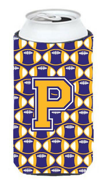 Letter P Football Purple and Gold Tall Boy Beverage Insulator Hugger CJ1064-PTBC by Caroline's Treasures