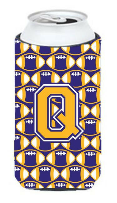 Letter Q Football Purple and Gold Tall Boy Beverage Insulator Hugger CJ1064-QTBC by Caroline&#39;s Treasures