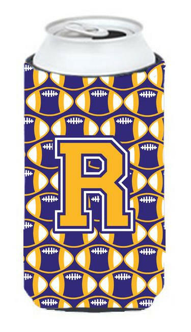 Letter R Football Purple and Gold Tall Boy Beverage Insulator Hugger CJ1064-RTBC by Caroline's Treasures