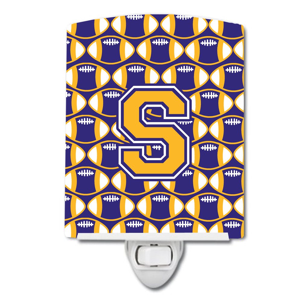 Letter S Football Purple and Gold Ceramic Night Light CJ1064-SCNL - the-store.com