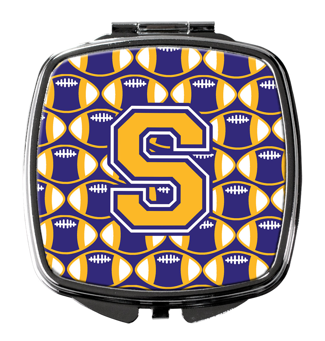 Letter S Football Purple and Gold Compact Mirror CJ1064-SSCM  the-store.com.