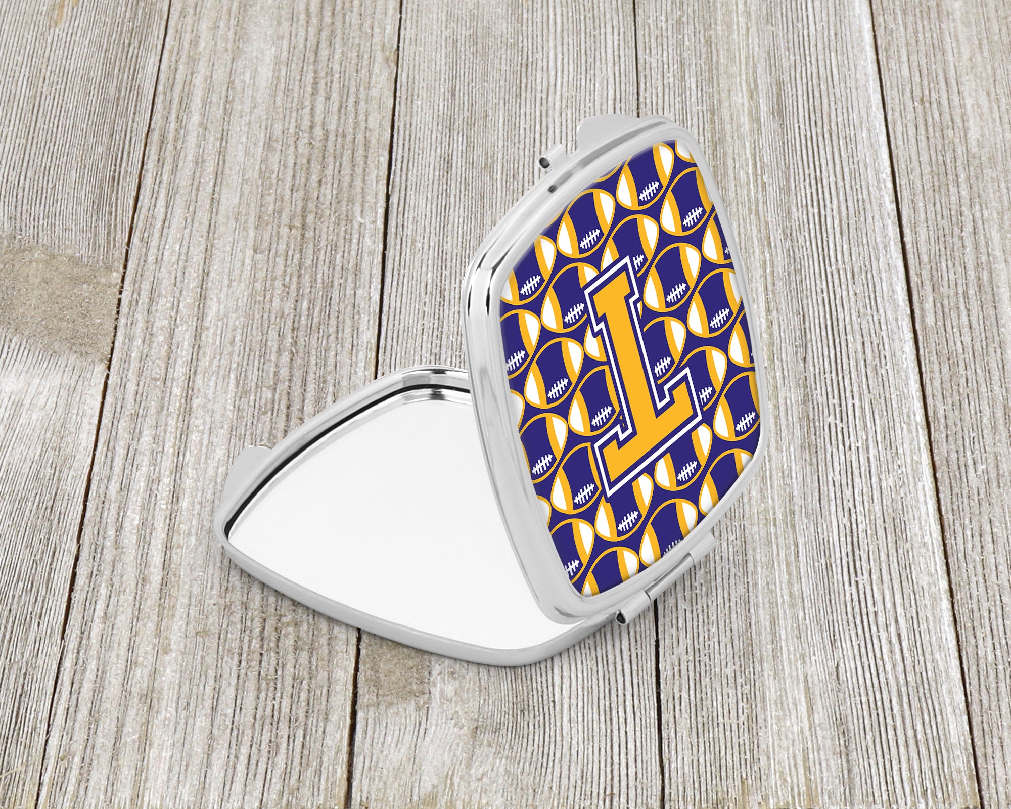 Letter T Football Purple and Gold Compact Mirror CJ1064-TSCM  the-store.com.