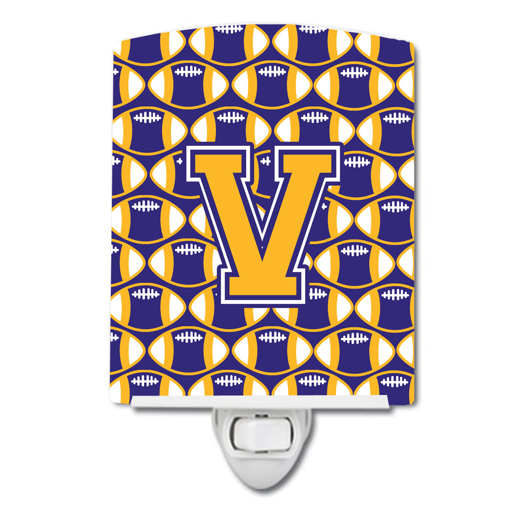 Letter V Football Purple and Gold Ceramic Night Light CJ1064-VCNL - the-store.com