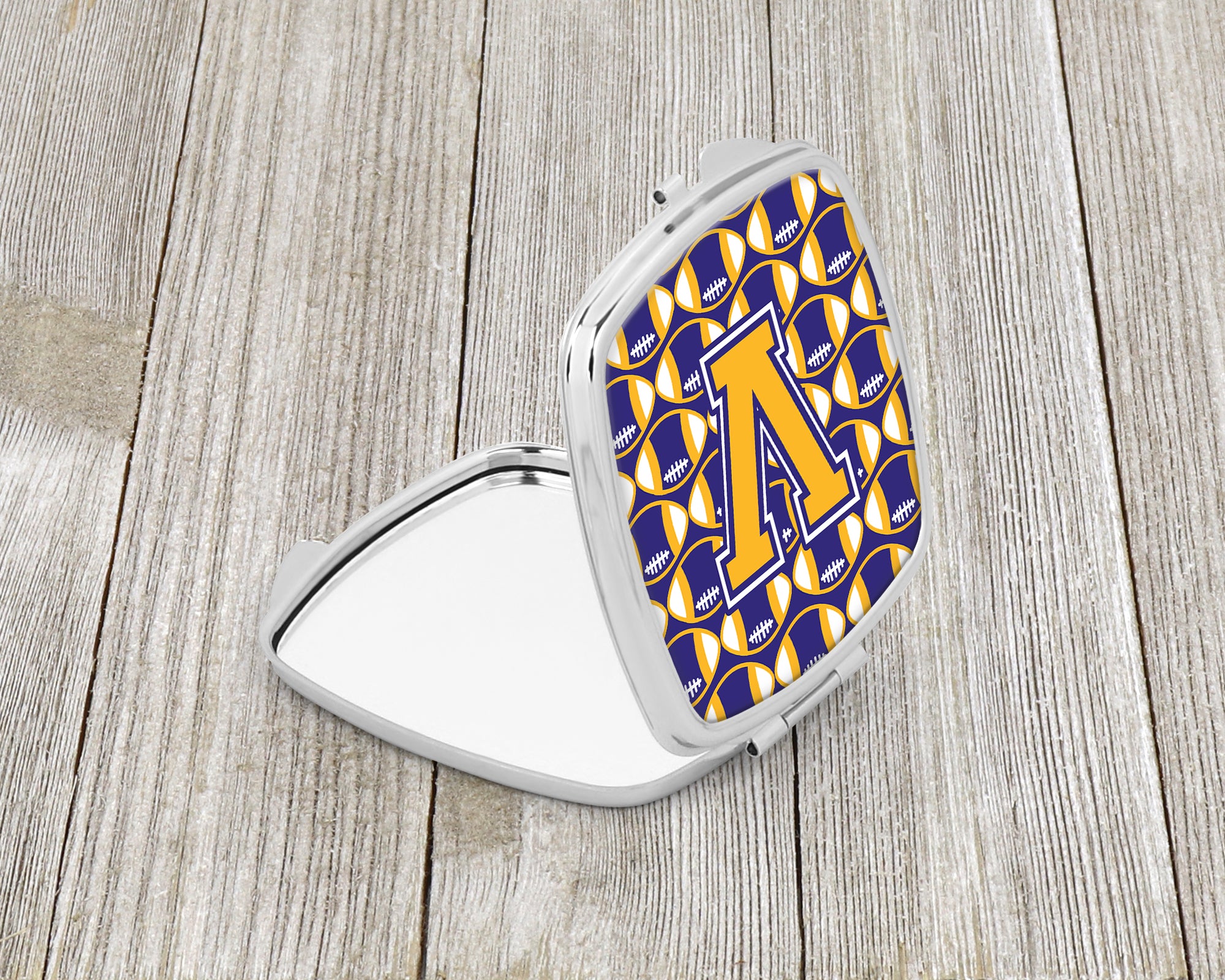 Letter V Football Purple and Gold Compact Mirror CJ1064-VSCM  the-store.com.