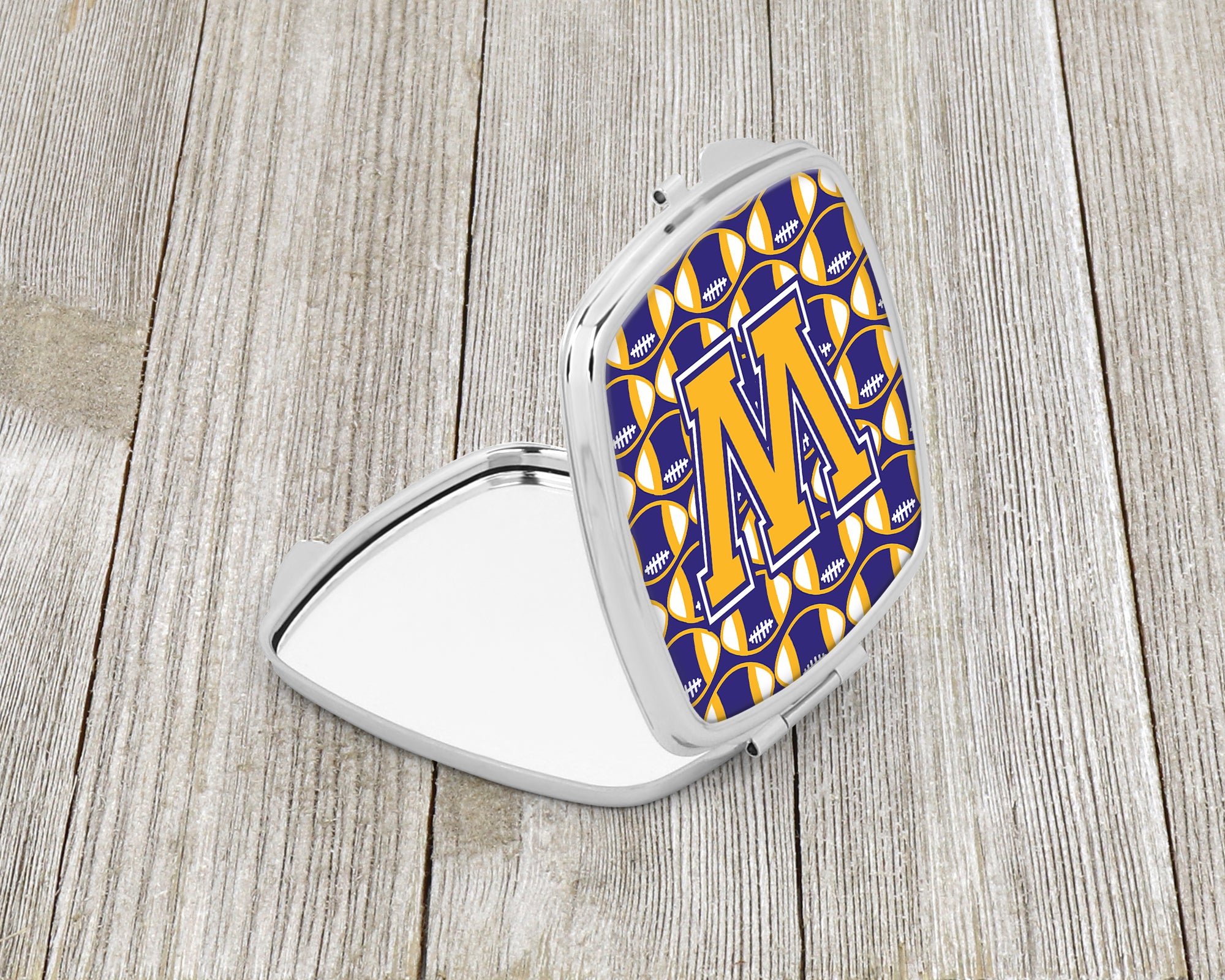 Letter W Football Purple and Gold Compact Mirror CJ1064-WSCM  the-store.com.